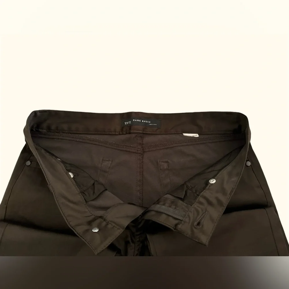 Zara Basic Satin Jeans / Pants / Trousers (Brown) - Picture 14 of 15